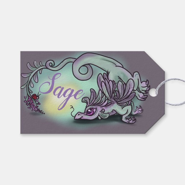 Kleiner Kräuterdrache Geschenkanhänger (Vorderseite (Horizontal))
