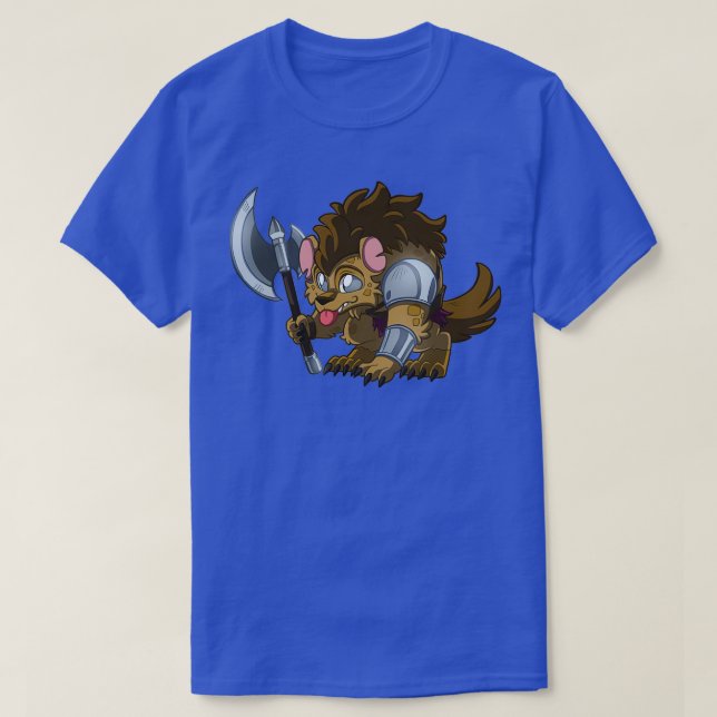Kleiner Krieger Gnoll Niedliche DampD Abenteuer T-Shirt (Design vorne)