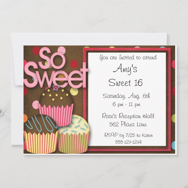 KLEINER KUCHEN Bonbon 16 Einladung (Vorderseite)