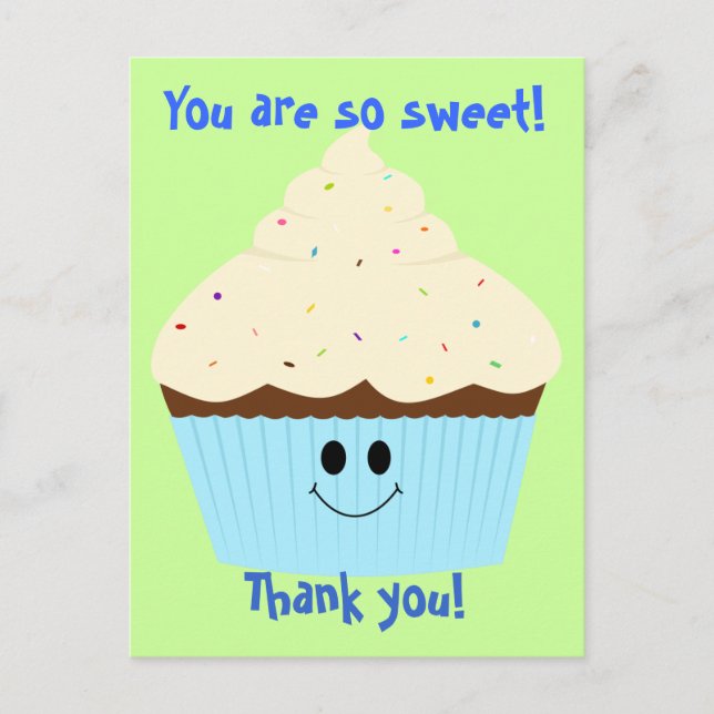 Kleiner Kuchen danken Ihnen die Postkarte (blau) (Vorderseite)