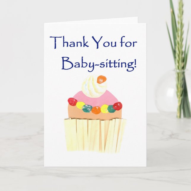 Kleiner Kuchen "danken Ihnen für Babysitting" Dankeskarte (Vorderseite)