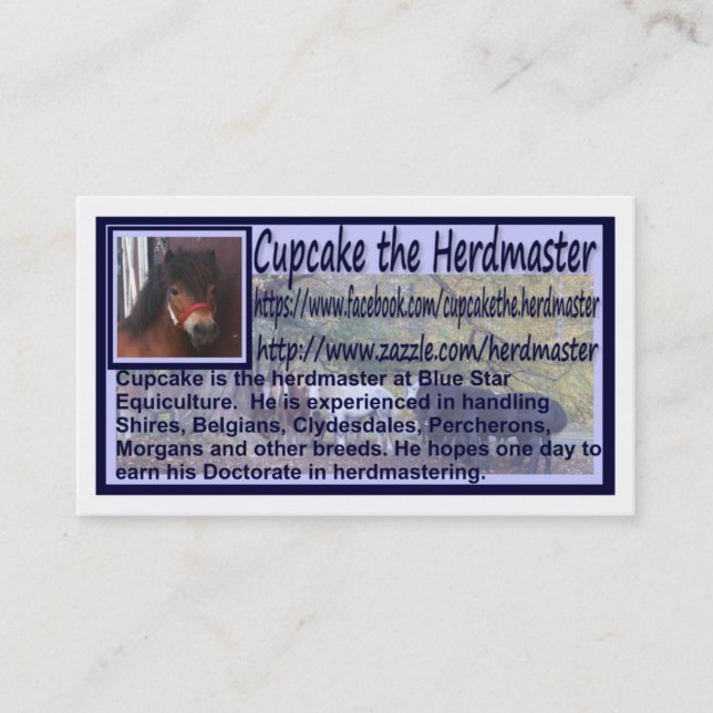 Kleiner Kuchen die Herdmaster Visitenkarten Visitenkarte (Vorderseite)