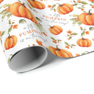 Kleiner Kürbis auf dem Weg Aquarell-Baby-Party Geschenkpapier