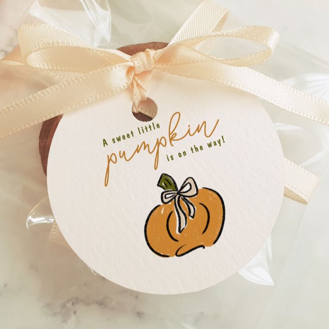 Kleiner Kürbis auf dem Weg Babydusche Danke Geschenkanhänger (Little Pumpkin On The Way Baby Shower Thank You Favor Tags)