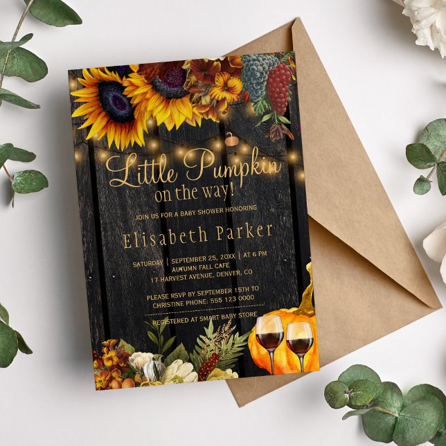 Kleiner Kürbis auf dem Weg fallen rustikale Babydu Einladung (Von Creator hochgeladen)