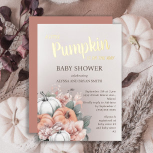 Kleiner Kürbis auf dem Weg Herbst Baby Shower Folieneinladung