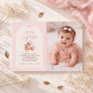 Kleiner Kürbis auf dem Weg Rosa Mädchen Baby-Party Dankeskarte