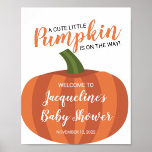 Kleiner Kürbis auf dem Weg zum Herbst-Baby-Shower- Poster