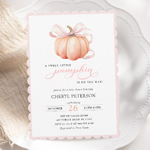 Kleiner Kürbis auf die Pink Bow Baby Dusche Einladung