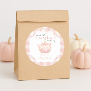 Kleiner Kürbis auf die Pink Bow Baby Dusche Runder Aufkleber