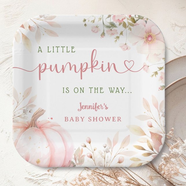 Kleiner Kürbis auf die Way Girl Fall Baby Dusche Pappteller (Von Creator hochgeladen)