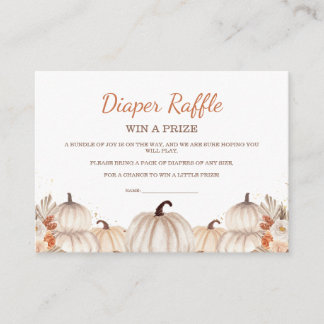 Kleiner Kürbis-Baby-Shower-Windel-Raffle-Ticket Begleitkarte