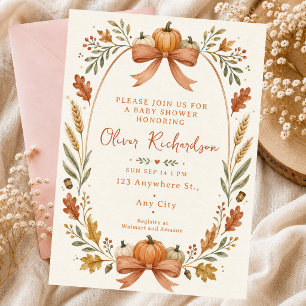 Kleiner Kürbis-Baby-Wasserfarbe-Bogen Herbst Einladung
