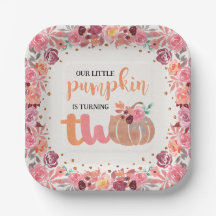 Kleiner Kürbis Boho Floral 2. Geburtstag Papierpla