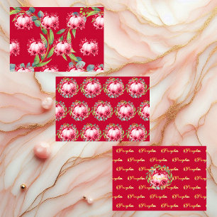Kleiner Kürbis Grüner Kranz Rosa Herbst Herbstfarb Geschenkpapier Set