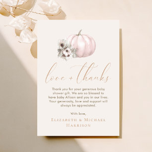 Kleiner Kürbis Herbst Baby Mädchen Shower Dankesch Mitteilungskarte