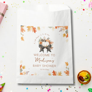 Kleiner Kürbis Herbst-Baby-Party Floral & Kariert Geschenktütchen