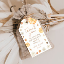 Kleiner Kürbis Herbst Baby Shower Geschenkanhänger