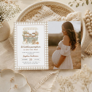 Kleiner Kürbis Herbst Herbst Babyshower-Foto Einladung