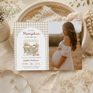 Kleiner Kürbis Herbst Herbst Babyshower-Foto Einladung