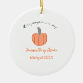 Kleiner Kürbis ist auf dem Weg orange graue Babydu Keramik Ornament