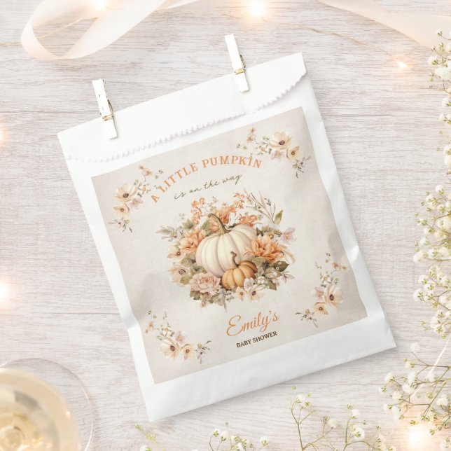 Kleiner Kürbis ist auf dem Weg Pastel Baby Dusche Geschenktütchen (Ausgeschnitten)