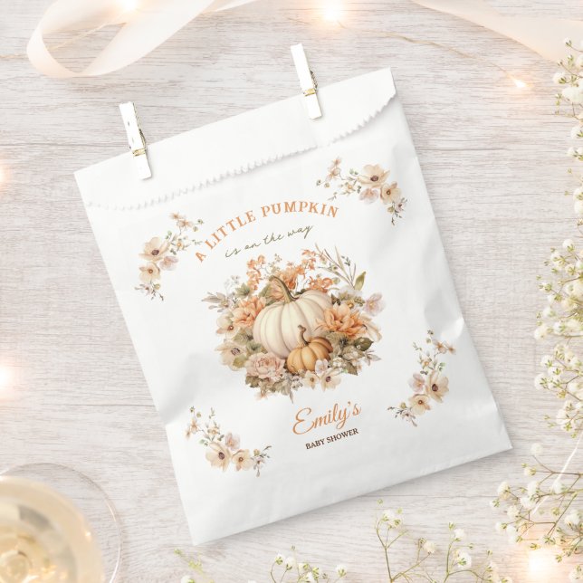 Kleiner Kürbis ist auf dem Weg zur Babydusche Geschenktütchen (Ausgeschnitten)