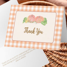 Kleiner Kürbis Orange Gingham Babyparty