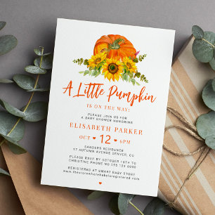 Kleiner Kürbis orange Herbst floral Baby Shower Einladung
