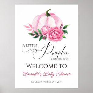 Kleiner Kürbis Rosa Fall Rustikale Babydusche Poster