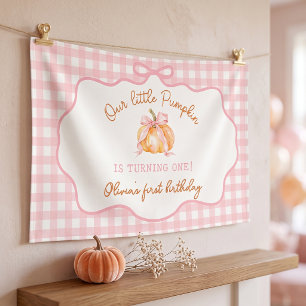 Kleiner Kürbis Rosa Mädchen Geburtstag Banner