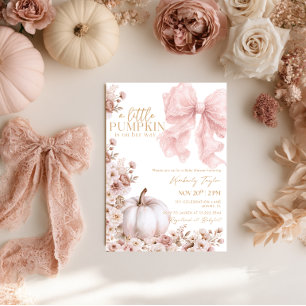 Kleiner Kürbis rosa Schleife Mädchen Baby Shower Einladung