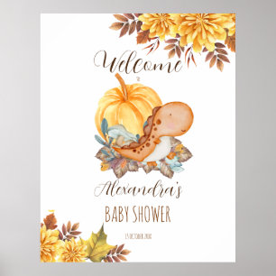 Kleiner Kürbis und Dinosaurier Babydusche/WC Poster