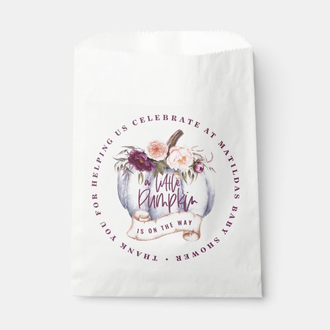 Kleiner Kürbis Wasserfarbenfall Babydusche genießb Geschenktütchen (Vorderseite)
