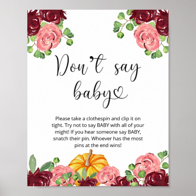 Kleiner Kürbisblumengarten Sag kein Babyposter Poster (Vorne)