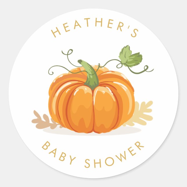 Kleiner Kürbiskleber Umschlag Aufkleber Babydusche (Vorderseite)