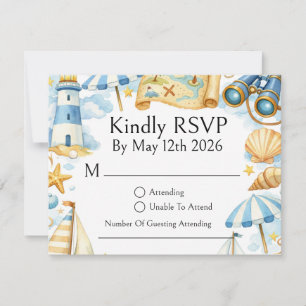 Kleiner Küstenforscher 4. Geburtstag für Jungen RSVP Karte