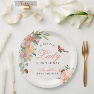 Kleiner Lady Ladybug Rosen Mädchen Baby Shower Pappteller