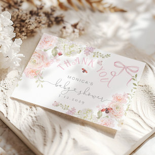 Kleiner Liebeskäfer Blumen-Schleife Baby Shower Da Dankeskarte