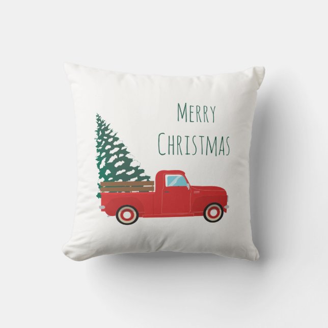 Kleiner Lieferwagen LKW Schnee bedeckt Weihnachtsb Kissen (Vorderseite)
