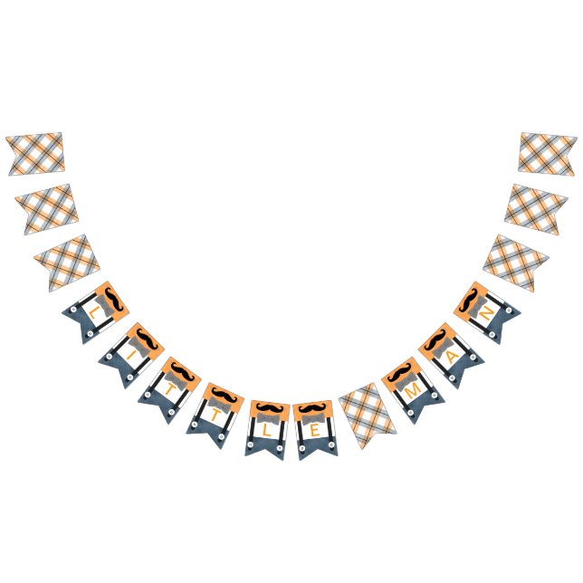 Kleiner Mann Baby Dusche Banner Junge Orangennavy (Alle)