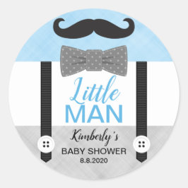 Kleiner Mann Bug Krawatte Baby Blue Graue Babydusc Runder Aufkleber