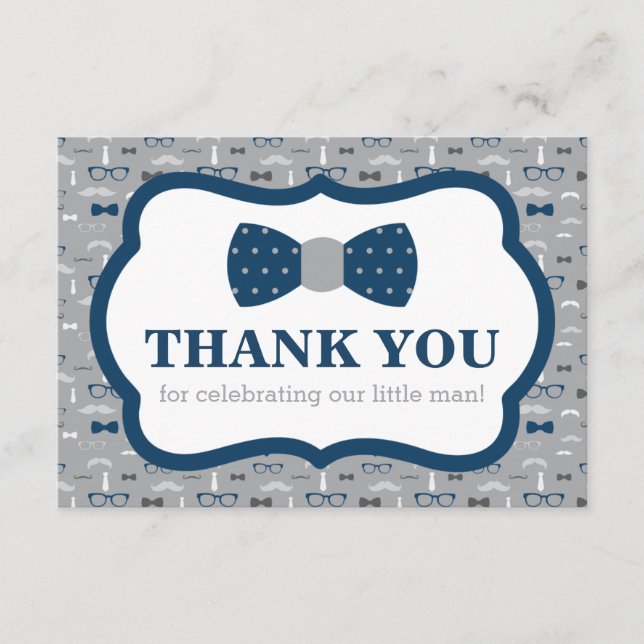 Kleiner Mann Danke Karte, Bow Krawatte, Marine, Gr (Vorderseite)
