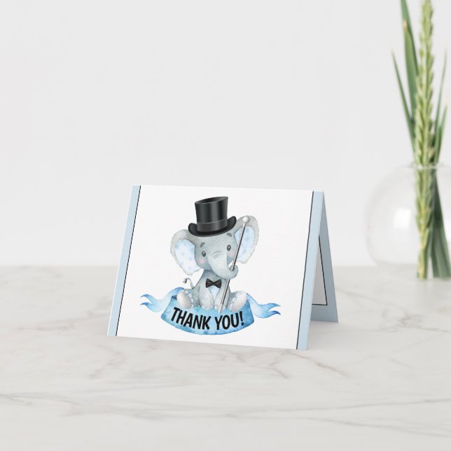 Kleiner Mann Elephant Babydusche Danke Karten (Vorderseite)