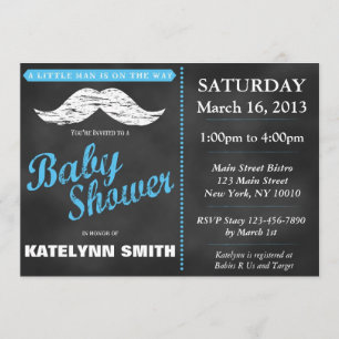 Kleiner Mann Mustache Babydusche Einladung