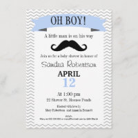 Kleiner Mann Mustache Babydusche Einladung