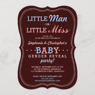 Kleiner Mann oder kleines Fräulein Baby Gender Einladung