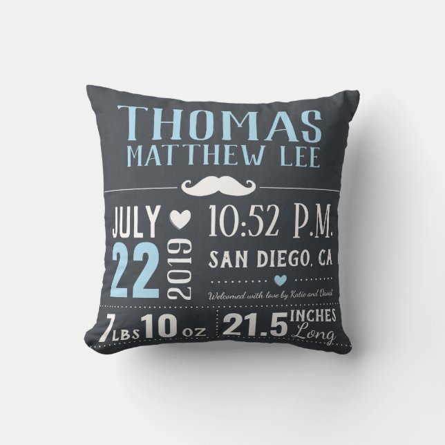 Kleiner Mann-Schnurrbart-neuer Kissen (Vorderseite)