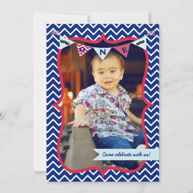 Kleiner Mann-Schnurrbart-Schlag-erste Einladung (Vorderseite)