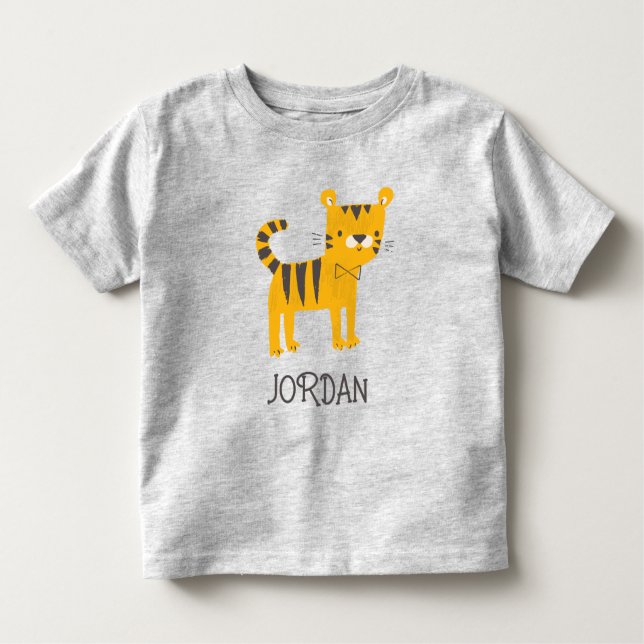 Kleiner Mann | Tiger Bow Krawatte Kleinkind T-shirt (Vorderseite)